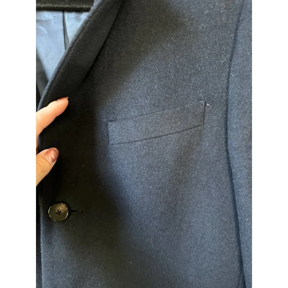 TNGT Today 'N Going On Tomorrow Mens Chester Wool Blend Long Navy Coat - Picture 4 of 9